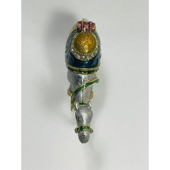 Crystal Bejeweled Camel Heavy Latching Trinket Box Silver Gold Emerald Colored - Picture 12 of 16